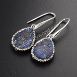 Teardrop Rhinestone Titanium Rainbow Druzy Earrings Crystal Drop Earings JAB467