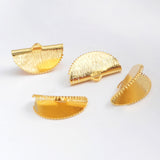 Half Moon Shape Gold Plated Brass Clip Cord Flat Crimp End Clasp PJ095