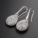 Teardrop Rhinestone Titanium Rainbow Druzy Earrings Crystal Drop Earings JAB467