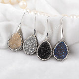 Teardrop Rhinestone Titanium Rainbow Druzy Earrings Crystal Drop Earings JAB467