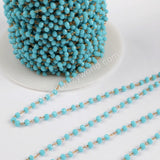 5m/lot,3mm Blue Glass Beads Chains  JT170