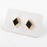 Diamond Gold Plated Bezel Rainbow Titanium Druzy Studs Earring ZG0281