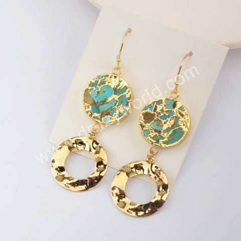 Goldline Turquoise Earrings Dangle Fashion Earrings Gold Plated G1951