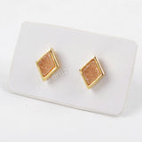 Diamond Gold Plated Bezel Rainbow Titanium Druzy Studs Earring ZG0281