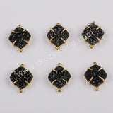 Diamond Gold Plated Claw Natural Agate Titanium Black Druzy Connector ZG0430