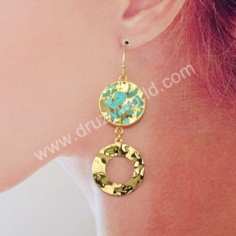 Goldline Turquoise Earrings Dangle Fashion Earrings Gold Plated G1951