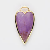 Wholesale Gold Plated Gemstone Long Heart Pendant, Faceted Crystal Stone Pendant WX2180