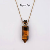 19" Hexagon Point Gold Multi-kind Stone Perfume Bottle Necklace WX2090