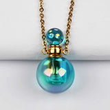 19" Round Ball Shape Gold / Silver Titanium White Quartz Perfume Bottle Necklace WX2088