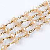 5m/lot,Gold Plated 6mm Champagne Crystal Faceted Rosary Chain JT203