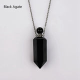 19" Hexagon Point Silver Multi-kind Stone Perfume Bottle Necklace Gemstone bottle necklace WX2091