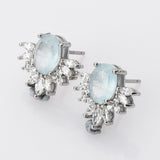 S925 Sterling Silver Moonstone Stud Earrings Zircon Studs, Healing Crystal Jewelry Earrings SS222ES