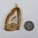 Natural Color Onyx Agate Slice Pendant, Gemstone Slice Pendant Bead G0092