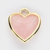 Wholesale Gold Plated Heart Natural Gemstone Pendant, Faceted Crystal Quartz Pendant WX2179