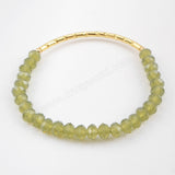 The Gold Tube With Multi-color Faceted Beads Bracelet Bangle G1479