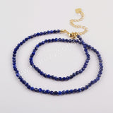 16" of 3mm Amethyst Amazon Lapis Natural Stone Faceted Bead Necklace Finding JT265