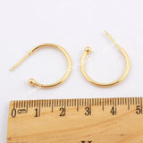 50 Pcs Fashion Gold Plated Brass Round Earring Findings 20mm Simple Circle Ear Wires Hooks Posts Tools DIY Making Jewelry Supply PJ388