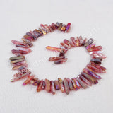 16" Strand Of Rainbow Aura Quartz Titanium Druzy Crystal Point Loose Beads, For DIY Jewelry Making G0796