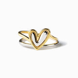 Unique 925 Sterling Silver Gold Plated Double Layer Heart Ring, Love Ring, Fashion Jewelry AL507