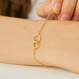 Interlocking Circles Gold Chain Bracelet, CZ Micro Pave, Infinity Jewelry AL586