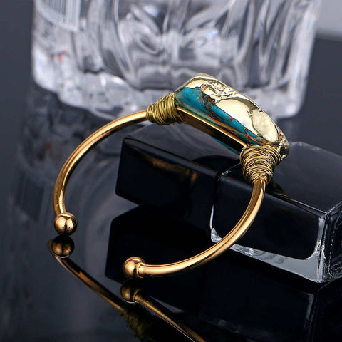Imperial Jasper Wire Wrap Gold Bangle Cuff AL180