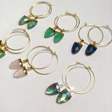 Shield Gesmton Hoop Earrings, Amethyst Labradorite Turquoise Gold Earrings, Boho Jewelry AL190