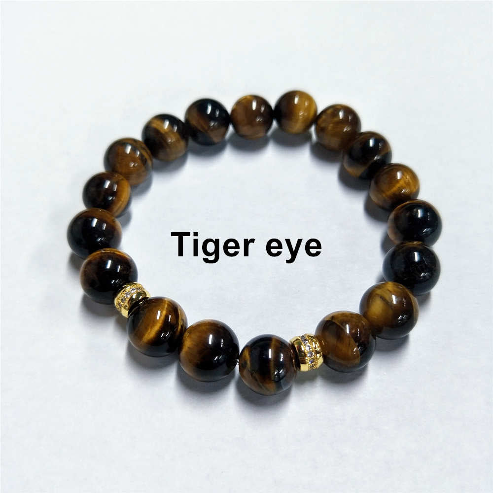 Blue Howlite Beads Stretch Bracelet, 10mm, Agate Jade Tiger Eye Beaded Bracelet, Boho Jewelry AL200