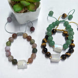 10mm Round Green Aventurine Tiger Eye Agate Bracelet AL206