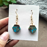 Hexagon Hoop Tiffany Turquoise Earrings ED001-E