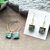 Square Hoop Tiffany Turquoise Earrings ED001-E