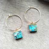 Square Hoop Tiffany Turquoise Earrings ED001-E