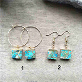 Square Hoop Tiffany Turquoise Earrings ED001-E