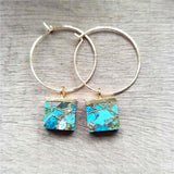 Square Hoop Tiffany Turquoise Earrings ED001-E