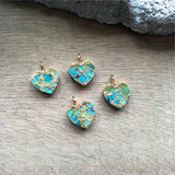 Heart Gold Tiny Turquoise Charm Necklace ED001