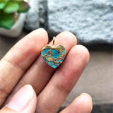 Heart Gold Tiny Turquoise Charm Necklace ED001