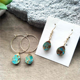 Drop Hoop Tiffany Turquoise Earrings ED001-E