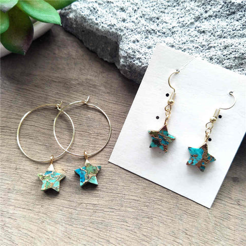 Star Hoop Tiffany Turquoise Earrings ED001-E