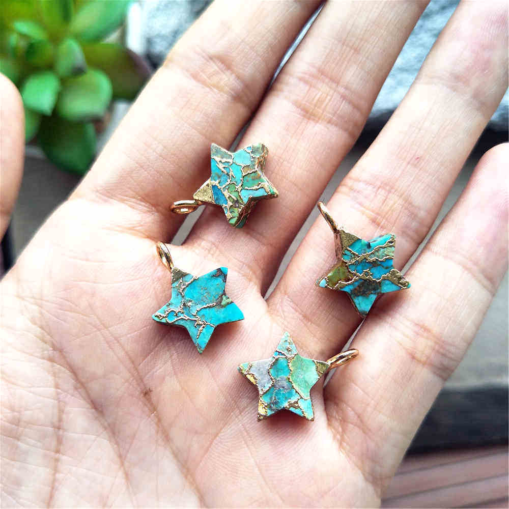 Star Gold Tiny Turquoise Charm Necklace ED001