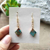 Tiny Turquoise Earrings Diamond Shape Boho ED001-E