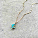 Diamond Shape Turquoise Charm Necklace ED001