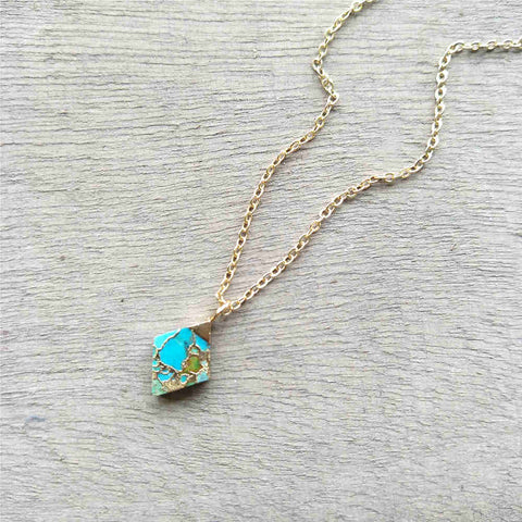 Diamond Shape Turquoise Charm Necklace ED001