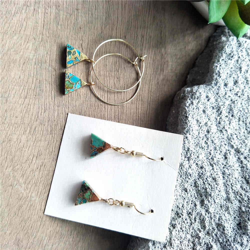 Triangle Hoop Tiffany Turquoise Earrings ED001-E