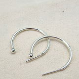 1Pair S925 Sterling Silver Hoop Earrings Findigns, 26mm Round Ear Wire Post Earrings, For Jewelry Making AL512