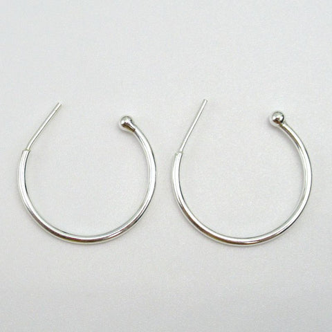 1Pair S925 Sterling Silver Hoop Earrings Findigns, 26mm Round Ear Wire Post Earrings, For Jewelry Making AL512