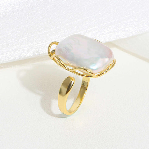 Baroque Pearl Opening Adjustable Ring AL400