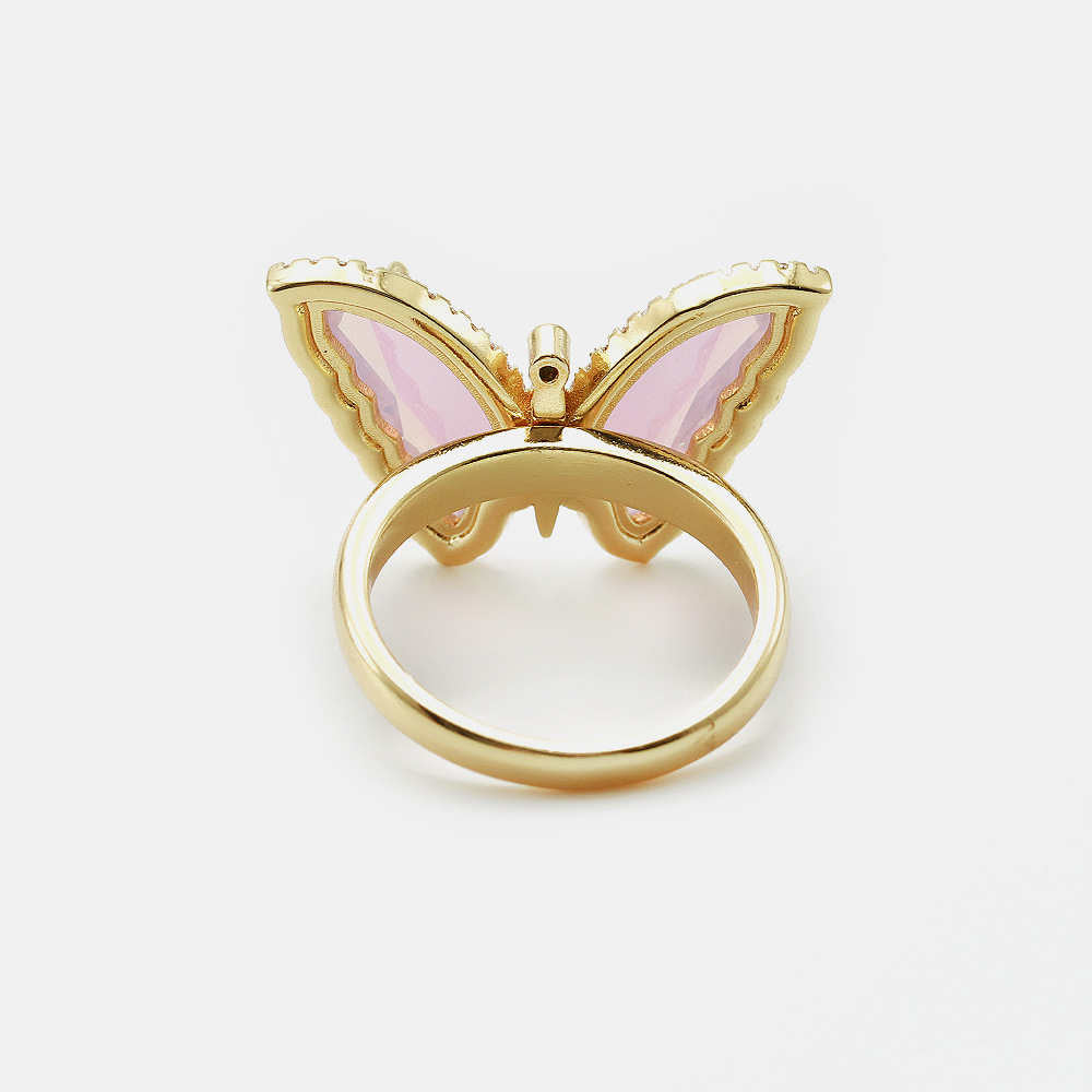 Gold Plated Zircon Colorful Butterfly Rings AL012