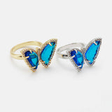 Gold Plated Zircon Colorful Butterfly Rings AL012