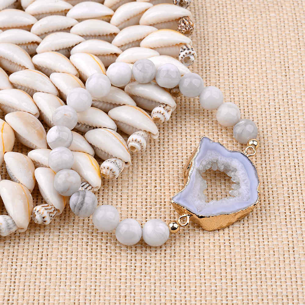 Natural Slice Geode Druzy Connector Beads Bracelet AL131