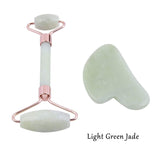 1 Set of Natural Gemstone Jade Roller & Gua Sha Tools, Crystal Facial Massager Face Skin Care Beauty AL445