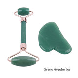 1 Set of Natural Gemstone Jade Roller & Gua Sha Tools, Crystal Facial Massager Face Skin Care Beauty AL445